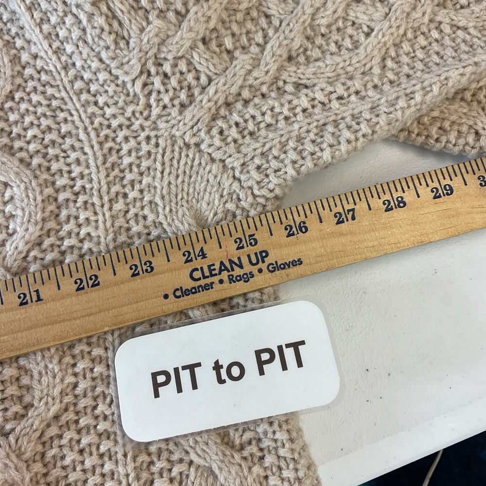 VTG J Crew Wool Chunky Hand Knit Cable Sweater Fisherman Heavyweight Mens L Tall - Picture 5 of 8